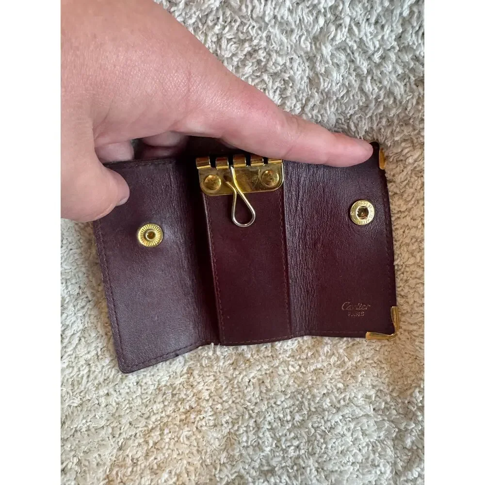 Vintage Cartier Must De Cartier Burgundy Leather Ring Key Case